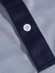 Manfinity Homme Herrenpolo-Hemd in Große Größen mit Blockstreifen, schlanke Passform Business-Lässig Design, für Ausgehen