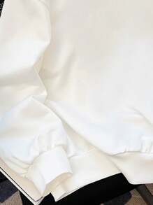 SHEIN Leap Crew I DON'T CARE 口号印花青少年女孩休闲宽松厚连帽运动衫，适合秋冬季