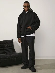 Forever 21 Áo nỉ dày dặn, dáng rộng, màu đen có mũ in họa tiết. - màu đen - Xem 3