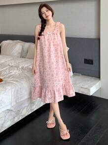 DAZY Ditsy Floral Ruffle Hem Cami Nightdress