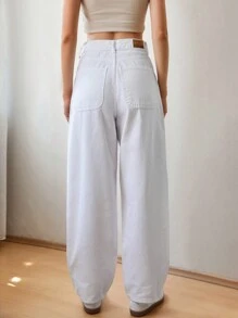 SHEIN Cottnline WOMEN FASHIONABLE SKATER FLARE JEANS - Beige - View 2