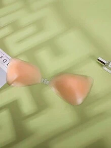 1pair Skin-Tone Feather Shaped Silicone Reusable Pasties, Upgraded Adhesive Silicone Material, Suitable For Women Dresses, Bridal Gowns And Summer Outings, Invisible Cleavage Boosting Nipple Covers - Apricot - View 7