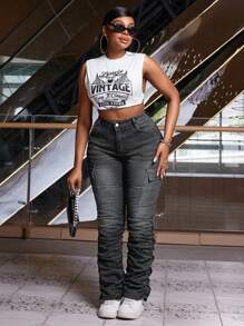 SHEIN SXY Plus-size sexy slim fit jeans