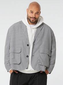 Manfinity NXTstreet Chaqueta de traje holgada de hombros caídos tejida informal para hombre de talla grande, adecuado para otoño/invierno