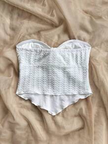 Soleia 不对称系带短款吊带背心 - 白色 - 查看 2