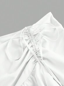 SHEIN MOD Plus Size Asymmetrical Ruffle Drawstring Waist Layered Party Skirt In Cream Apricot - White - View 3