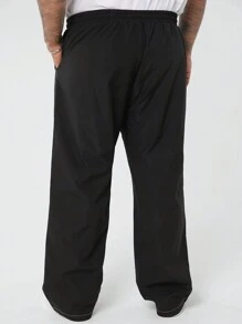 Manfinity VCAY Men's Plus Size Casual Woven Loose Drawstring Waist Straight Leg Pants With Contrast Stitching - Black - View 4
