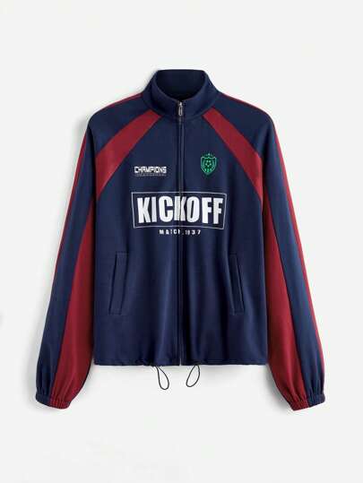 Street Life Veste de sport en plein air ample pour femmes avec impression de slogan numérique et de lettres de rue