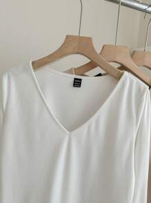 SHEIN LUNE 3 piezas/paquete Camisetas térmicas de cuello en V para mujeres - Multicolor - Ver 7