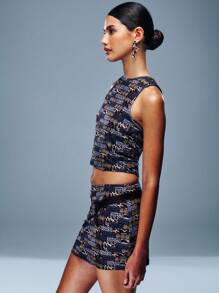 SHEIN Unity Top z nadrukiem w panterkę i zebrą w kratkę