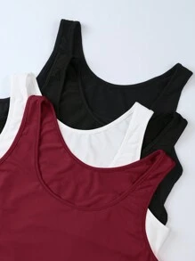 SHEIN EZwear 4pcs/Set Plus Size Casual Knit Criss-Cross Back Camisoles