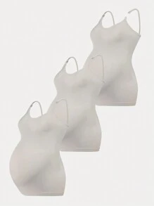 SHEIN 孕妇纯色休闲健身运动背心 - 灰色 - 查看 3
