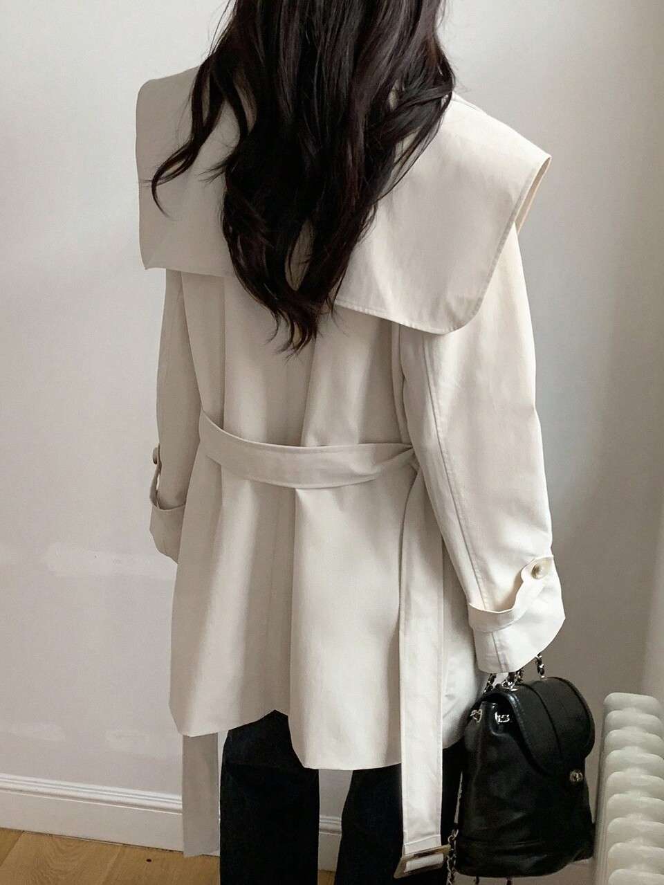 Women's Solid Color Double-Breasted Pockets Long Sleeve Belted Trench Coat,Fall Clothes Women Jacket