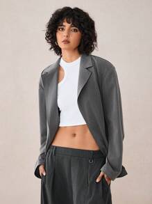 Manfinity VCAY 2 Pcs Men's Woven Casual Loose Fit Suit Jacket, Suitable For Autumn And Winter - Grey - View 2