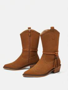 Styleloop Botas hasta la pantorrilla para mujeres con decoración de tachuelas, adecuadas para atuendos de viaje en otoño