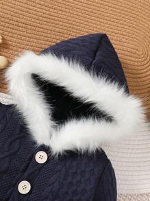 SHEIN 男婴长袖纽扣装饰连体衣