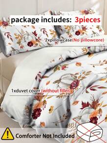 3pcs/Set Halloween Pumpkin Polyester Digital Print Duvet Cover Set