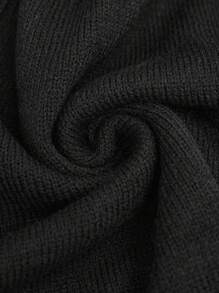 Calvaya Plus Size Colorblock Trim Long Sleeve Sweater, Casual Daily Wear, For Autumn Knit Pullover Bussines Formal Black And White Winter - Black - View 8