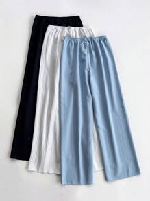 3pcs Women Solid Color Pajama Bottoms