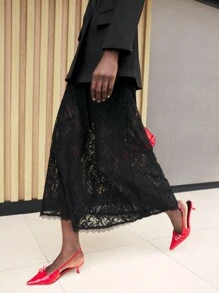 BizChic Women's Elegant Commuter Lace Sheer Skirt Fall Women Outfits - Black - View 2