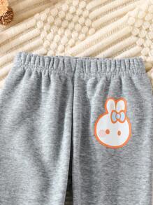 3pcs Baby Girl Cute Rabbit Print Casual Pants, Autumn And Spring Outdoor Wear - Multicolor - View 4