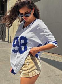 Denimoi Camiseta de fútbol con bloques de color - Azul - Ver 3