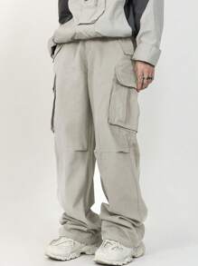 Manfinity Hypemode Loose-Fit Men's Flap Pocket Side Drawstring Waist Cargo Pants