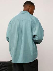 Forever 21 Men's Boxy Shirt With Revere Collar In Green