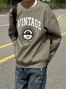 DAZY Áo nỉ chui đầu in chữ cho nam, Mùa thu, Cổ tròn - màu xanh lá - Xem 6