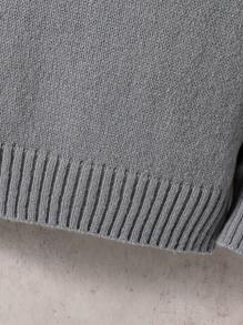 SHEIN Tween Boy Turtleneck Pullover Sweater, Fashionable Casual Jacquard Deer Fleece Thick Sweater For Sportwear And Outdoor, Suitable For Autumn And Winter - Grey - View 5