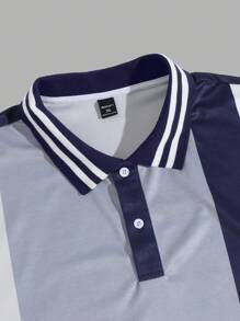 Manfinity Homme Herrenpolo-Hemd in Große Größen mit Blockstreifen, schlanke Passform Business-Lässig Design, für Ausgehen