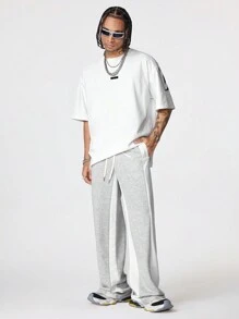 Manfinity VCAY 男式纯色系带口袋休闲运动裤 - 灰色 - 查看 3