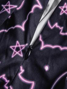 Maryam Alam 万圣节蝙蝠星星印花喇叭裙 - 黑色 - 查看 4