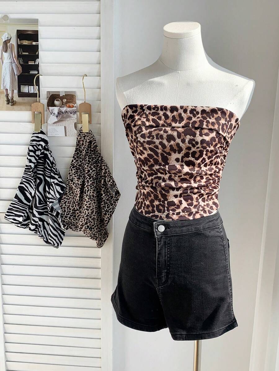 Comfortcana 3 Packs Animal Print Knitted Strapless Women's Top Suitable For Fall - Multicolor - View 1