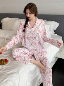 DAZY 心形印花长袖睡衣套装