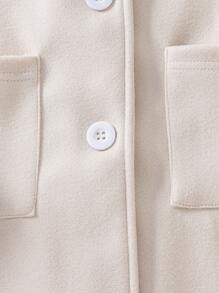 Tween Girls Collared Pockets Coat With Detachable Cape - White - View 6