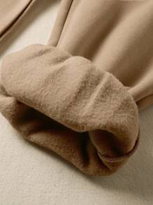 INAWLY 女士纯色简约抽绳运动裤 - 駝色 - 查看 4