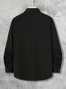 Manfinity Homme Men's Casual Solid Color Textured Shacket For Spring/Autumn