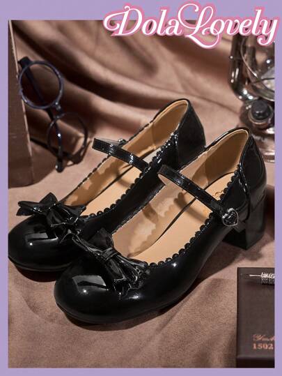 Dola Lovely 女士闪亮蝴蝶结装饰优雅时尚日常约会高跟鞋秋季新年假期