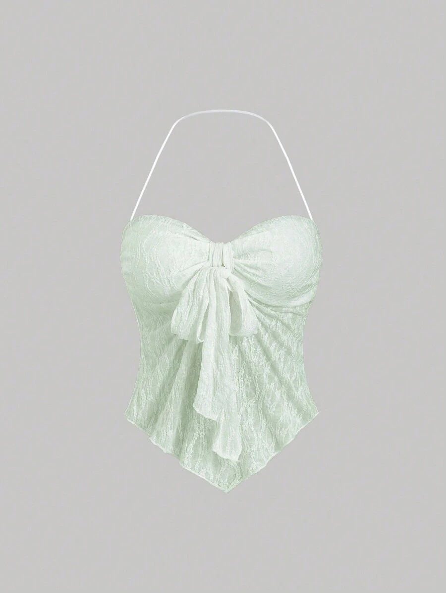 Sweetra Lace-Up Sleeveless Top, Summer - Green - View 1