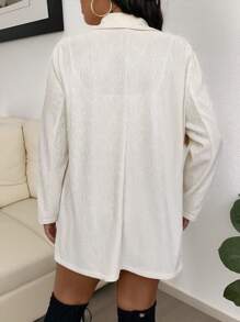 SHEIN Clasi Women's Plus Size Plain And Simple Daily Long Sleeve Blazer - White - View 2