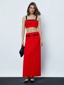 Maija 2 件套女士夏季拼色短款吊带背心和裙子套装