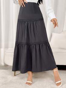 Modelyn Women's High Waist Ruffled Hem Elegant & Charming Skirt - Brown - View 5