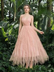 Váy dự tiệc Homecoming Cami lưới xếp nếp thanh lịch hoàn hảo cho các sự kiện trở lại trường, tụ họp, khiêu vũ và cocktail, váy dạ hội bán trang trọng, cho sinh nhật, khách dự tiệc cưới, tốt nghiệp - Bụi hồng - Xem 2