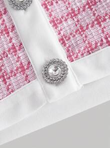 SHEIN MOD Women Pink Mini Suit Jacket And Skirt Set, Fall Two Pieces Sets,Blazer Dress,Women Blazers, Women Outfit,Two Pieces Fall Outfits,Women Skirt Set - Pink - View 3