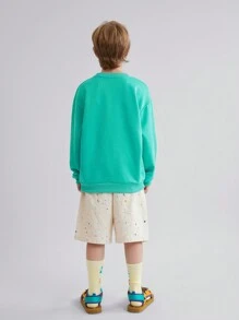Tween Boys Outdoor Tent Letter Print Pullover Sweatshirt, Suitable For Outings - Green - View 2