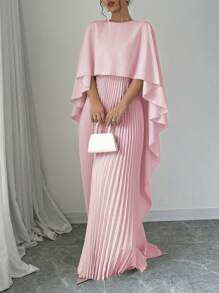 Selianne Đầm Maxi Cổ Chữ V Màu Trơn Cho Nữ, Trang Phục Đi Nghỉ Cho Nữ - Hồng - Xem 3
