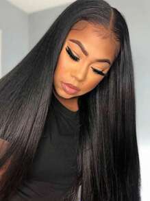 Eulisi Wear And Go Glueless Wigs 60% Human Hair Pre Plucked Pre Cut 5x5 Straight Transparent Lace Front Wigs Human Hair Wigs For Women No Glue Lace Front Closure Ready To Wear Wigs 180% Density Natural Black