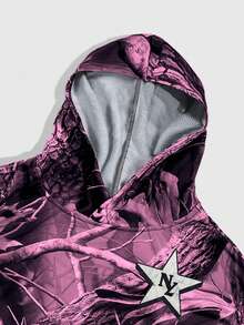 ROMWE MEN ROMWE Avant 男士十字字母印花卫衣，时尚街头服饰 - 粉色 - 查看 4