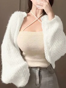 DAZY Women's Cropped Casual Design Cardigan